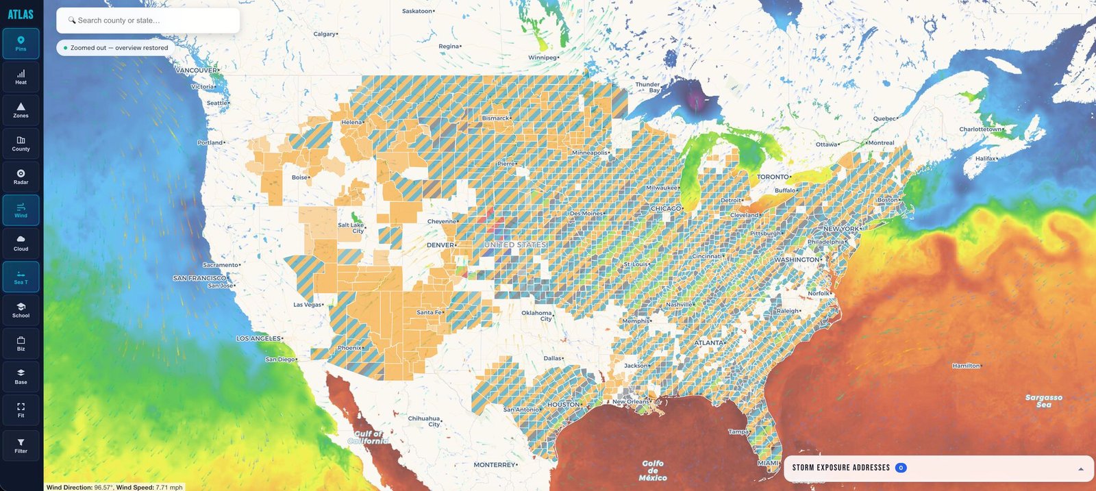 AtlasCast live national severe-weather forecast map